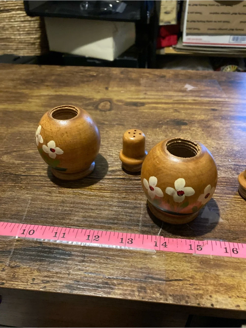 Wood carved salt & pepper shakers